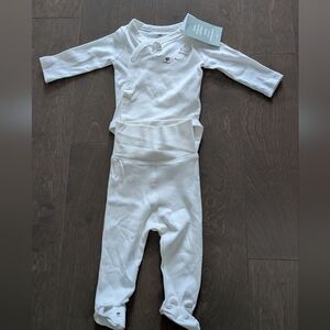 H&M White Baby Bodysuit & Pants Set Organic Cotton 3M